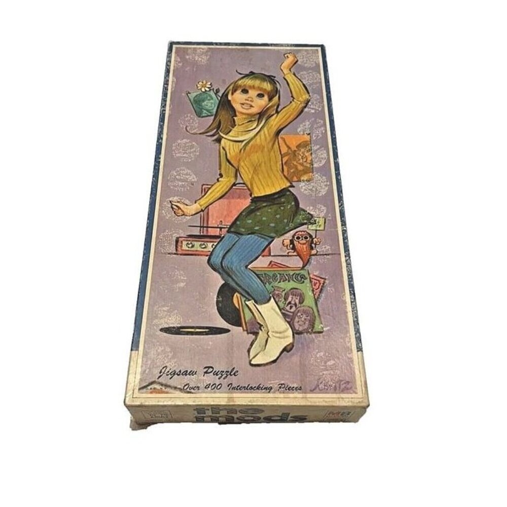 Vtg 1966 Milton Bradley The Mods Jigsaw Puzzle Big Eye Go-Go‎ Era Kwatz Dancer